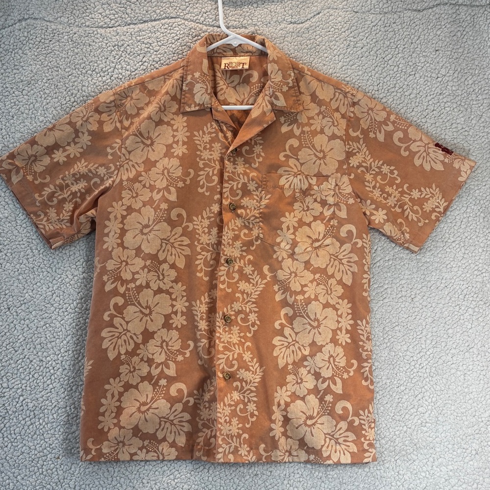 Vintage Red Dirt Shirt Hawaiian Floral Button Down Made in USA 100% Cotton